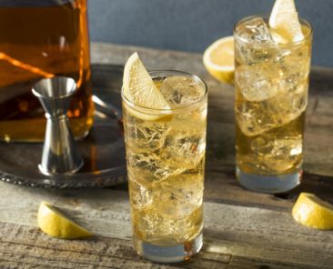 Whiskey Highball with Ginger Ale and Lemons