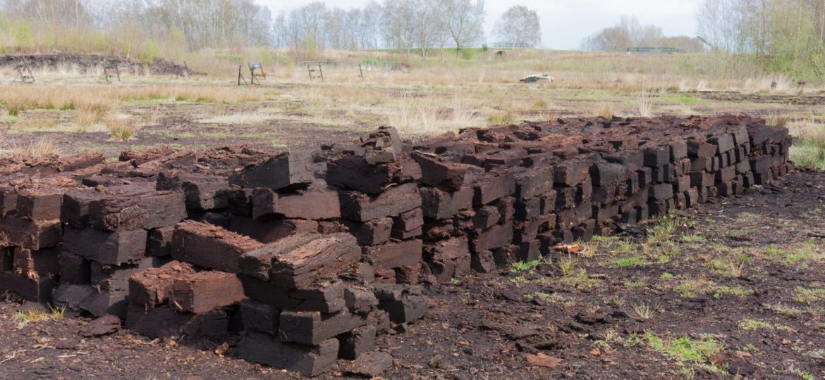 Peat digging in Dutch rural landscape