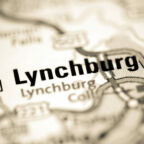 Lynchburg. Virginia. USA on a geography map