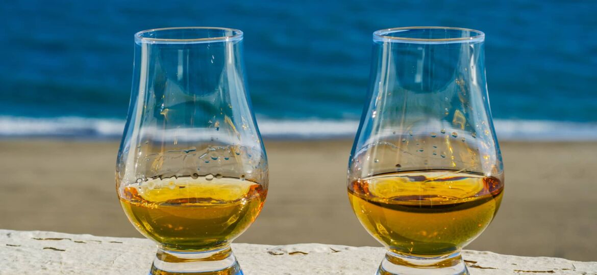 single malt whisky  in the glass, luxurious tasting glass