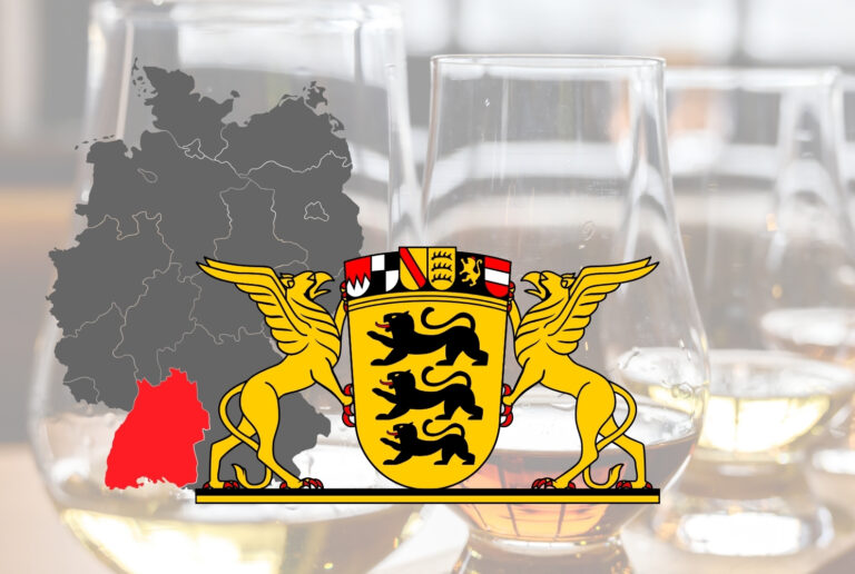 Wappen von Baden-Württemberg vor Whiskygläsern, Titelbild Folge 164